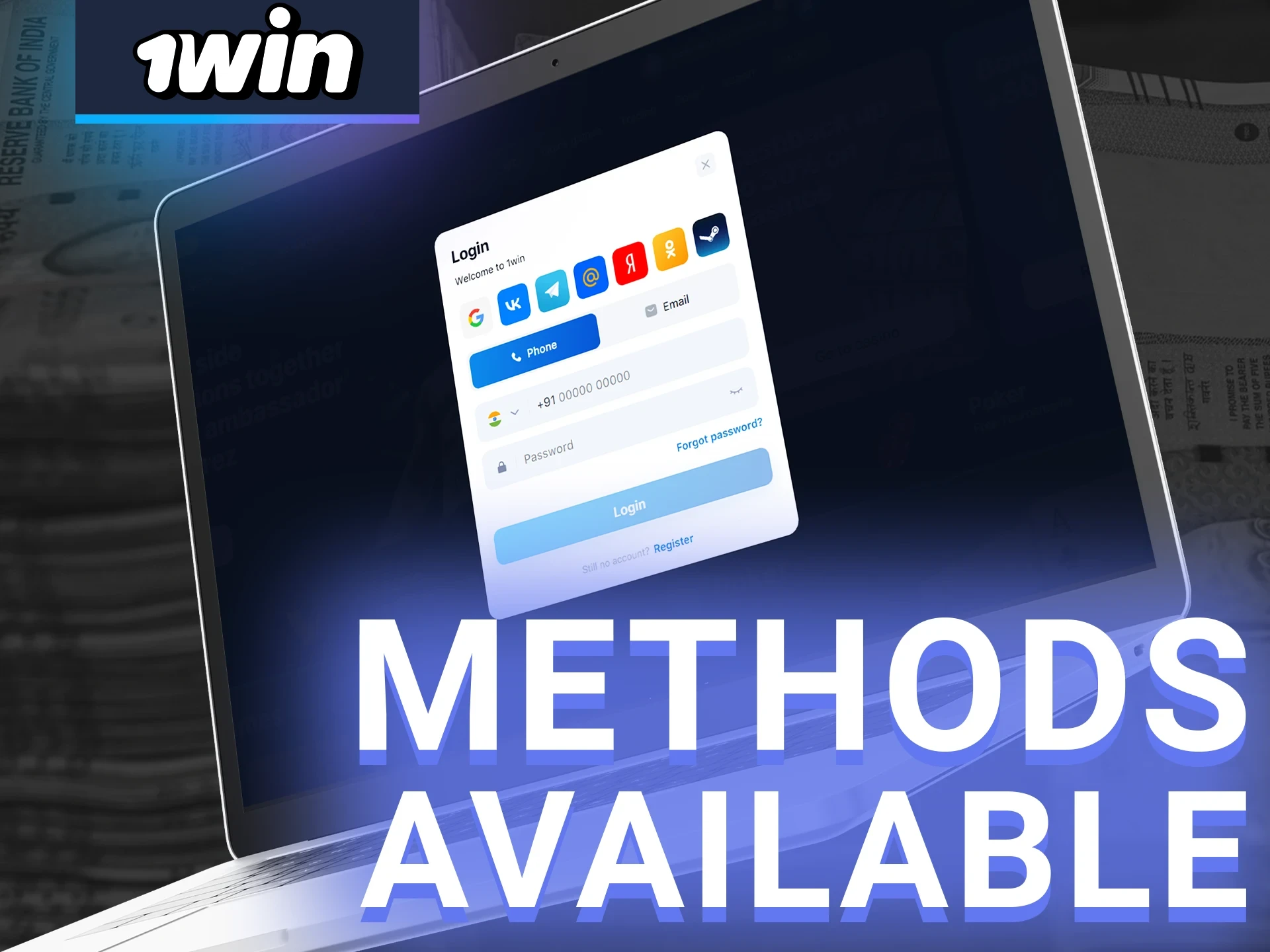 What login methods does 1win offer.