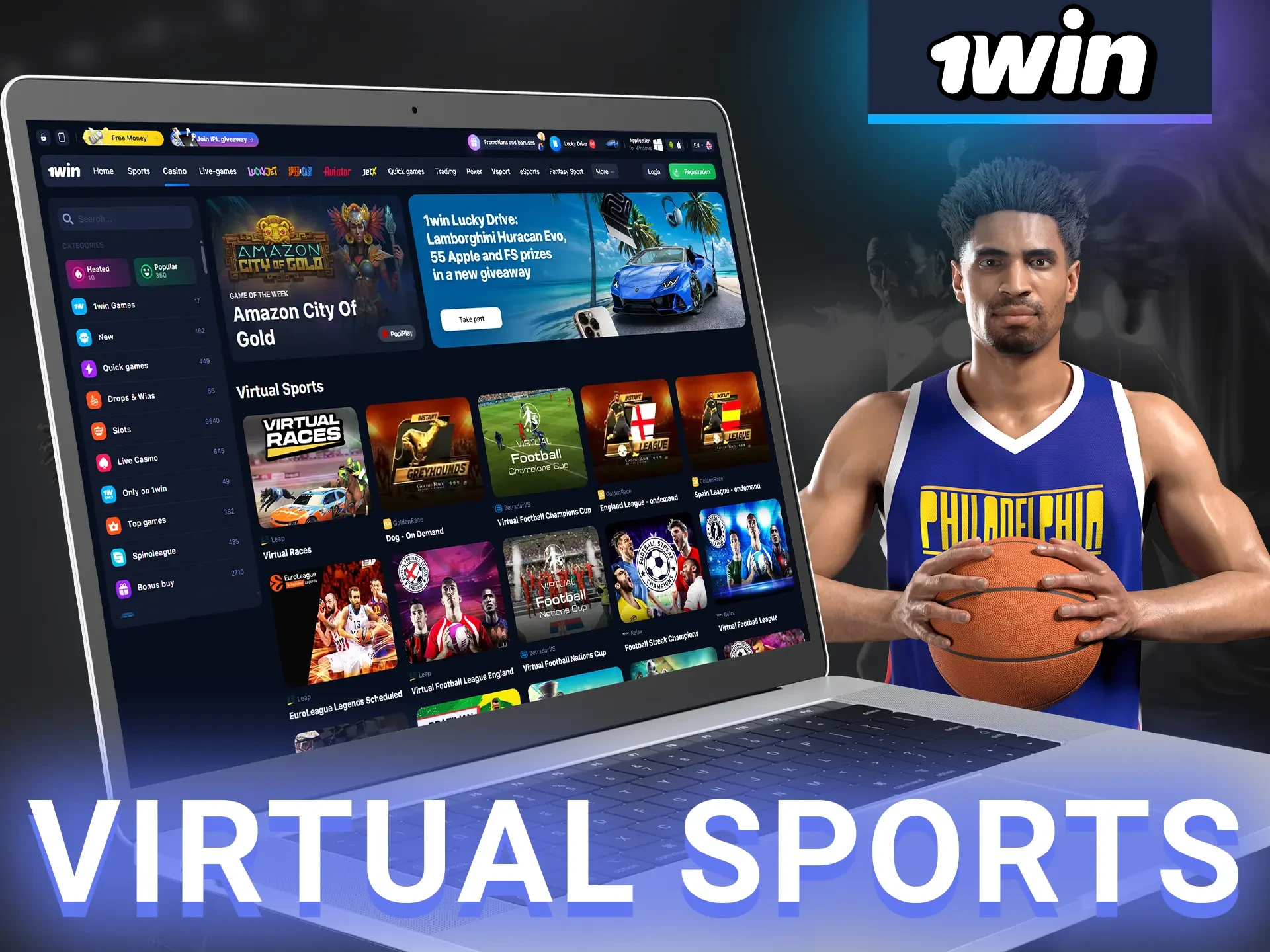1win offers betting on virtual sports.